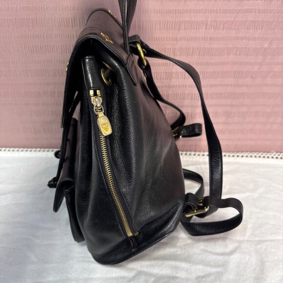MCM Black Grained Calfskin Studded Drawstring Backpack main image 5